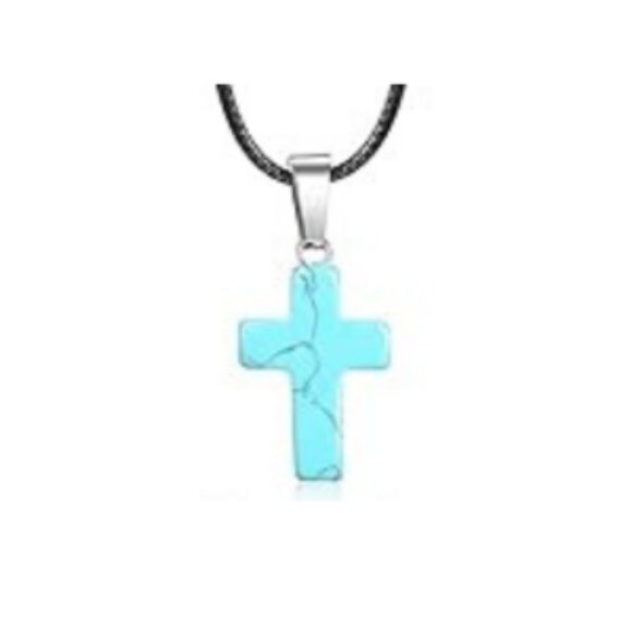 Cross Gemstone Pendant Charms Cross Quartz Crystal Charms for Necklace Earring - Picture 1 of 1